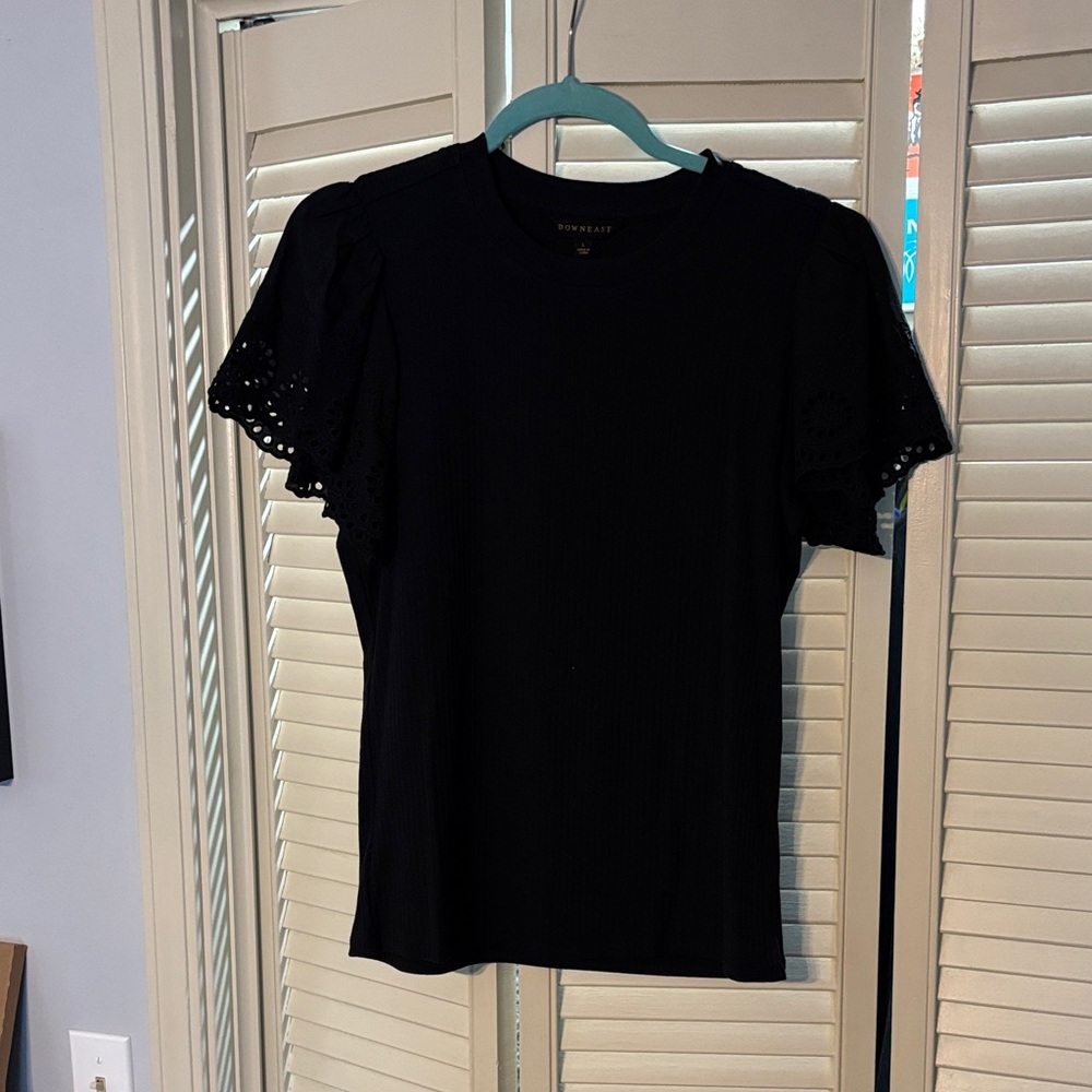 Black Eyelet Sleeve Top
